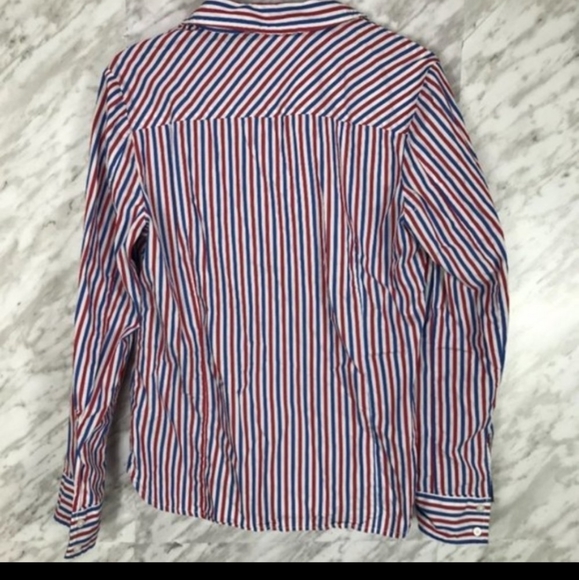 Tommy Hilfiger Striped Button Down Shirt Red Blue White Cotton - Picture 6 of 7